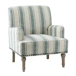 Discount Kirklands Home Blue and Ivory Striped Accent Chair