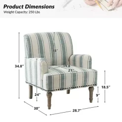 Discount Kirklands Home Blue and Ivory Striped Accent Chair