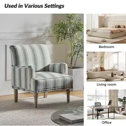 Discount Kirklands Home Blue and Ivory Striped Accent Chair