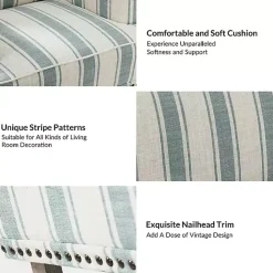 Discount Kirklands Home Blue and Ivory Striped Accent Chair