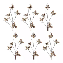 Best Kirklands Home Blue and Orange Butterfly Twig Sprays, Set of 6