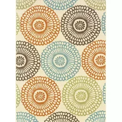 Sale Kirklands Home Blue and Orange Circles Outdoor Area Rug, 3x5