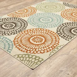 Sale Kirklands Home Blue and Orange Circles Outdoor Area Rug, 3x5