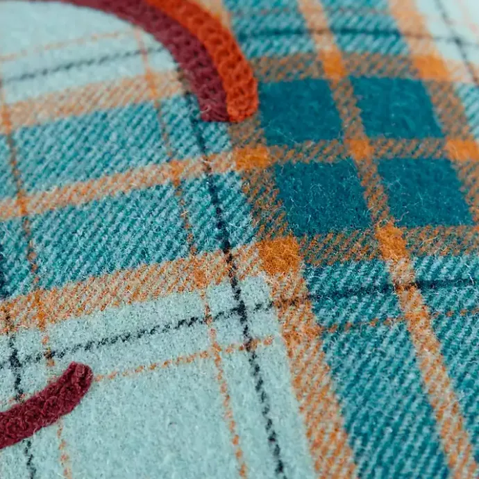 Sale Kirklands Home Blue and Orange Plaid Harvest Lumbar Pillow