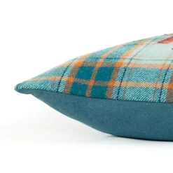 Sale Kirklands Home Blue and Orange Plaid Harvest Lumbar Pillow