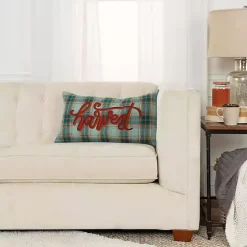 Sale Kirklands Home Blue and Orange Plaid Harvest Lumbar Pillow