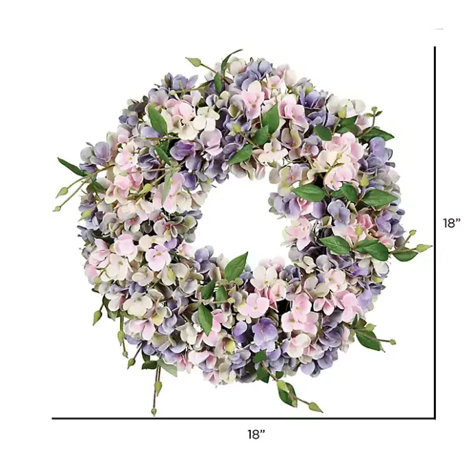 Hot Kirklands Home Blue and Pink Hydrangea Wreath, 18 in.