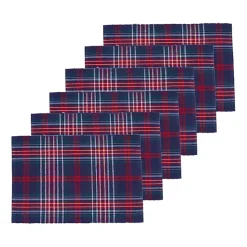 Sale Kirklands Home Blue and Red Douglas Plaid Placemats, Set of 6