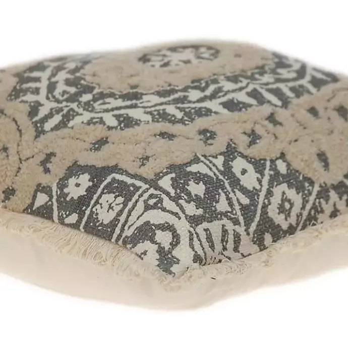 Outlet Kirklands Home Blue and Tan Medallion Fringe Pillow