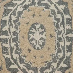 Outlet Kirklands Home Blue and Tan Medallion Fringe Pillow