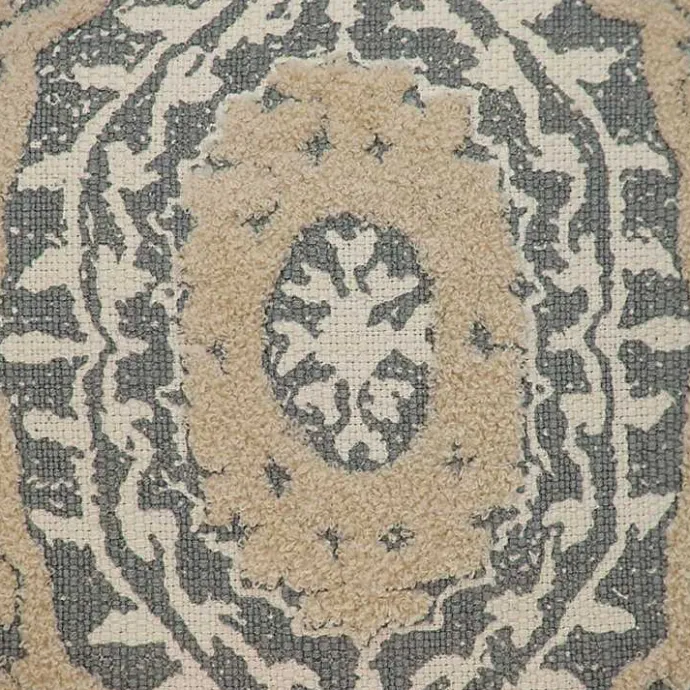 Outlet Kirklands Home Blue and Tan Medallion Fringe Pillow