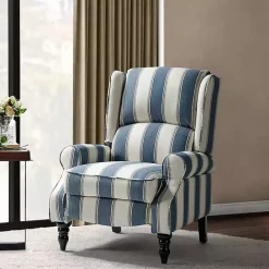 Online Kirklands Home Blue and Tan Stripe Traditional Recliner