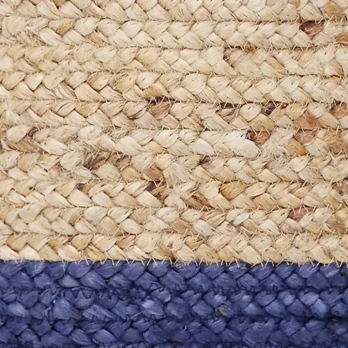 Outlet Kirklands Home Blue and Tan Woven Jute Basket with Tassel, 17 in.