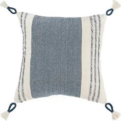 Clearance Kirklands Home Blue and White Block Loop Throw Pillow