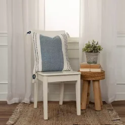 Clearance Kirklands Home Blue and White Block Loop Throw Pillow