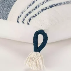 Clearance Kirklands Home Blue and White Block Loop Throw Pillow