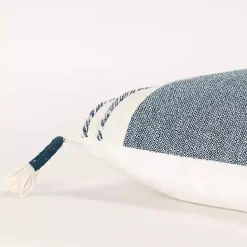 Clearance Kirklands Home Blue and White Block Loop Throw Pillow