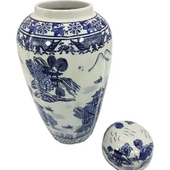 Hot Kirklands Home Blue and White Ceramic Chinoiserie Jar