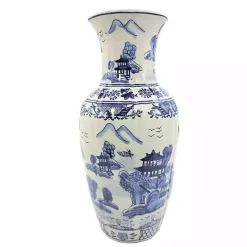 Discount Kirklands Home Blue and White Ceramic Chinoiserie Vase