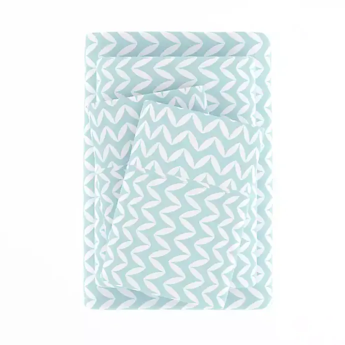 Online Kirklands Home Blue and White Chevron 3-pc. Twin Sheet Set