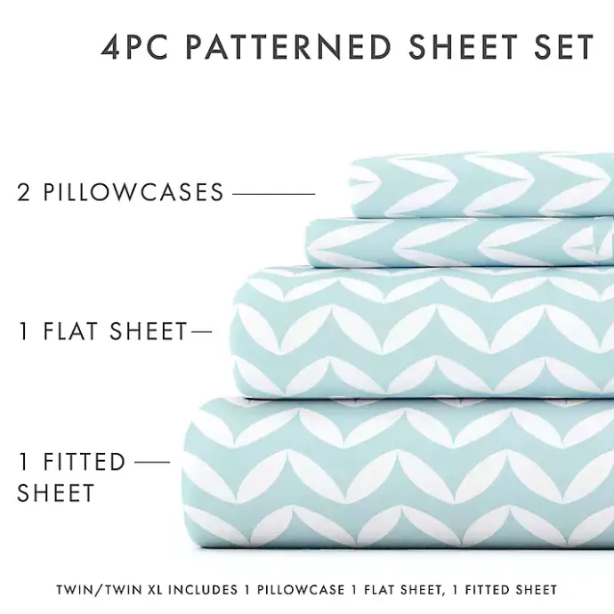 Online Kirklands Home Blue and White Chevron 3-pc. Twin Sheet Set
