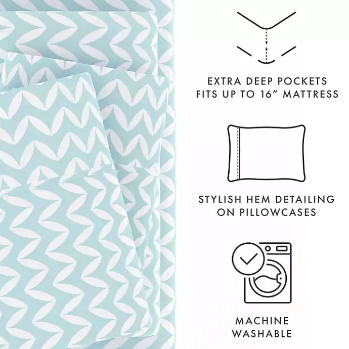 Online Kirklands Home Blue and White Chevron 3-pc. Twin Sheet Set