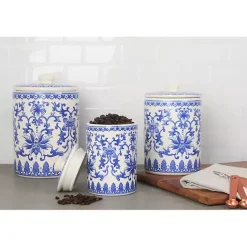 Kirklands Home Blue and White Classic Ceramic Canisters, Set of 3