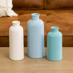 New Kirklands Home Blue and White Coastal Ceramic Vases, Set of 3