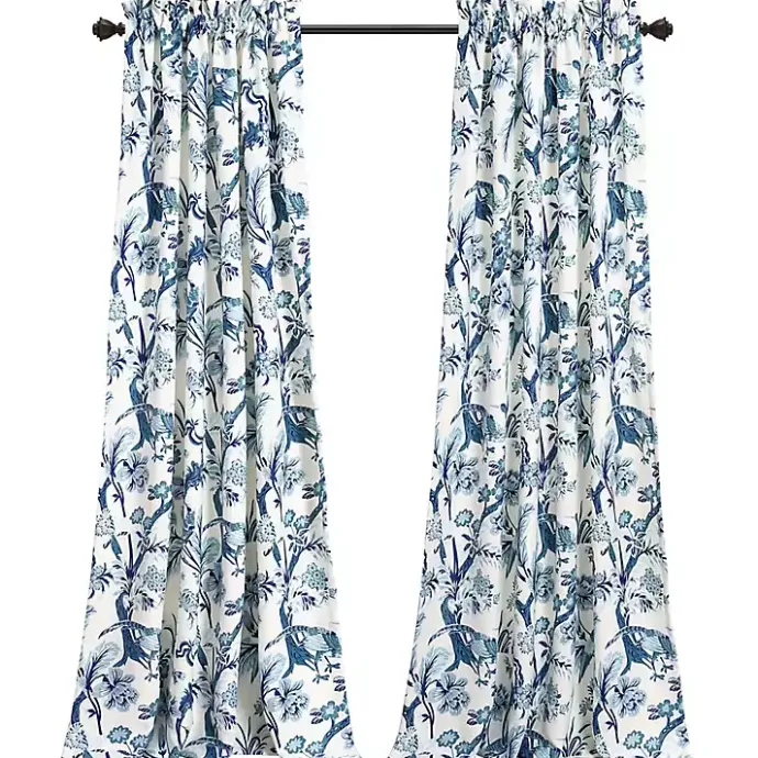 Best Kirklands Home Blue and White Dolores Curtain Panel Set, 95 in.
