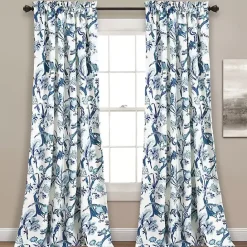Best Kirklands Home Blue and White Dolores Curtain Panel Set, 95 in.