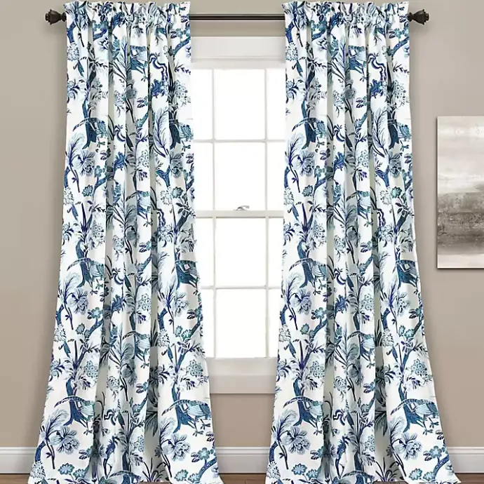 Best Kirklands Home Blue and White Dolores Curtain Panel Set, 95 in.