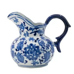 Clearance Kirklands Home Blue and White Floral Ceramic Pitcher