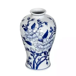 Best Kirklands Home Blue and White Floral Curved Porcelain Vase