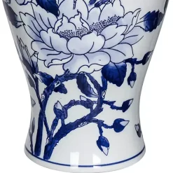 Best Kirklands Home Blue and White Floral Curved Porcelain Vase