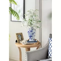 Best Kirklands Home Blue and White Floral Curved Porcelain Vase