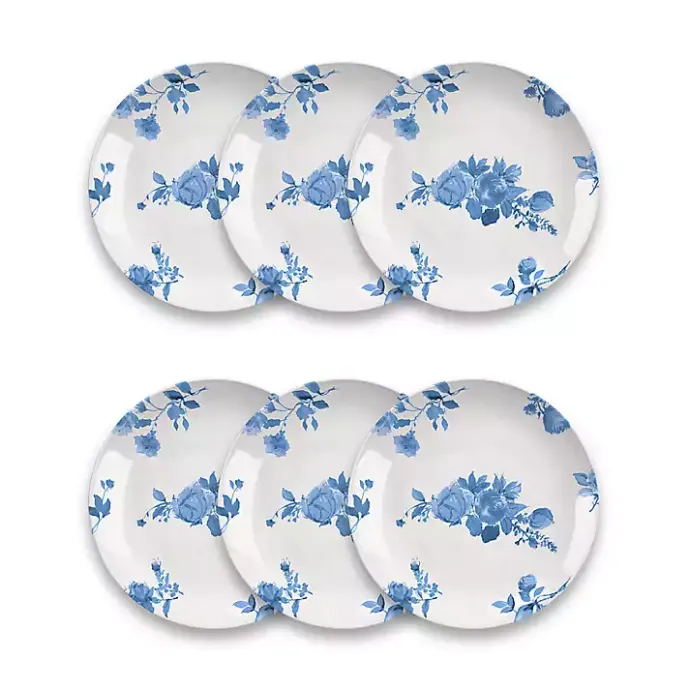 Hot Kirklands Home Blue and White Floral Dinner Plates, Set of 6