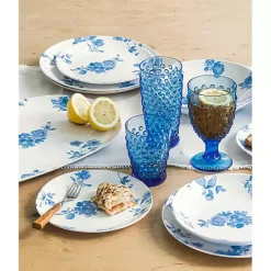 Hot Kirklands Home Blue and White Floral Dinner Plates, Set of 6