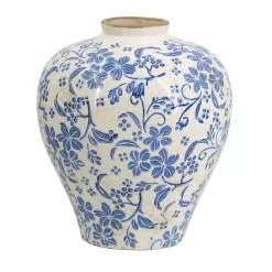 Outlet Kirklands Home Blue and White Floral Urn Ceramic Vase, 10 in.