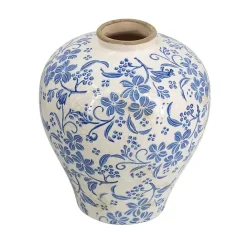 Outlet Kirklands Home Blue and White Floral Urn Ceramic Vase, 10 in.