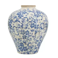 Online Kirklands Home Blue and White Floral Urn Ceramic Vase, 11 in.