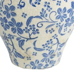 Online Kirklands Home Blue and White Floral Urn Ceramic Vase, 11 in.