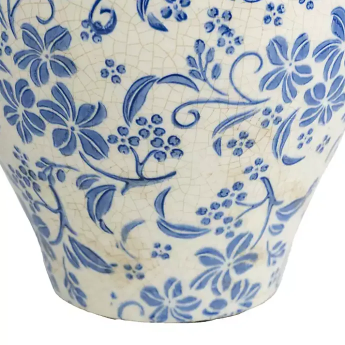 Online Kirklands Home Blue and White Floral Urn Ceramic Vase, 11 in.