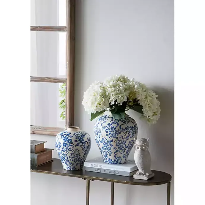 Online Kirklands Home Blue and White Floral Urn Ceramic Vase, 11 in.