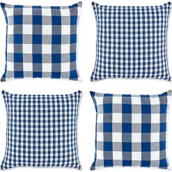 Discount Kirklands Home and White Gingham Pillow Covers, Set of 4 Blue