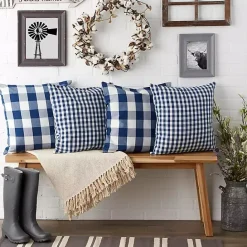 Discount Kirklands Home and White Gingham Pillow Covers, Set of 4 Blue