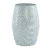 Kirklands Home Blue and White Mosaic Capiz Shell Drum End Table