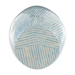 Kirklands Home Blue and White Mosaic Capiz Shell Drum End Table