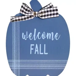 Best Kirklands Home Blue and White Pumpkin Tabletop Signs, Set of 2