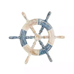 Outlet Kirklands Home Blue and White Ship Wheel Wall Plaque
