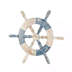 Outlet Kirklands Home Blue and White Ship Wheel Wall Plaque
